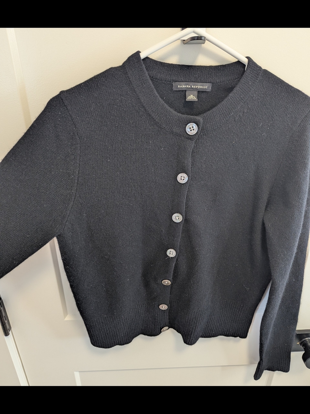 Banana Republic Lambswool Angora Cardigan Black Soft Fuzzy Knit Button - Picture 4 of 8